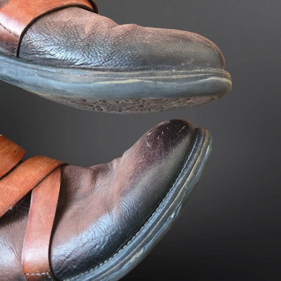 A.S.98 Airstep Brown Leather Knee High Biker Riding Harness Boots Size 37 Buckle - Picture 5 of 12